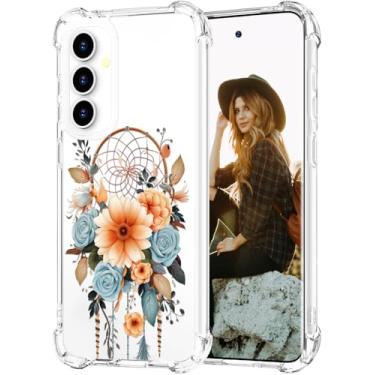 Imagem de Hungo Capa compatível com Samsung Galaxy S23 FE para mulheres meninas design claro fofo, feminino protetor S23FE designer apanhador de sonhos flores