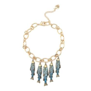 Imagem de Betsey Johnson Colar feminino com pingente de peixe, joias de sereia, One Size, Metal Vidro, Sem Pedra Preciosa