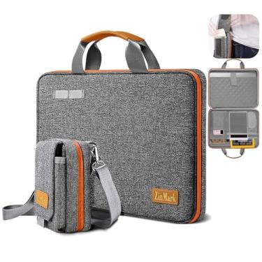 Imagem de Pasta para laptop de 15,6 polegadas com proteção de nível militar com bolsa de cinto destacável, compatível com todos os modelos de MacBook Pro de 15 a 16 polegadas e os Chromebooks de notebooks de 15,6 polegadas mais populares (laranja cinza)