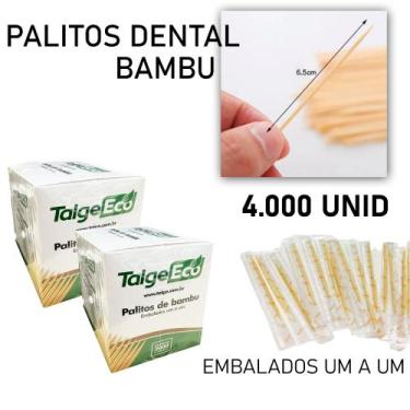 Imagem de Palitos de dente bambu embalado um a um 6,5 cm 4mil unidades - TALGE