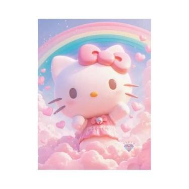 Imagem de Olá Kitty Arco-Íris Balões Nuvens Conjunto De Pintura Diamante MINISO 
