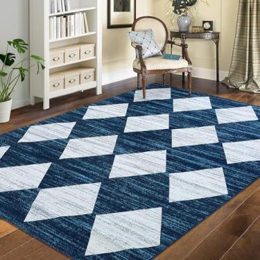 Imagem de dainslef Tapetes laváveis 12 x 18 cm para sala de estar, tapete xadrez moderno para entrada, quarto, antiderrapante, estampa geométrica, casa de fazenda, tapete resistente a manchas 1,5 m x 18 cm