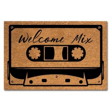 Imagem de Capacho engraçado de fibra de coco fita de boas-vindas para porta da frente decoração de pátio tapetes para entrada tapetes personalizados com suporte resistente antiderrapante tapete externo presente