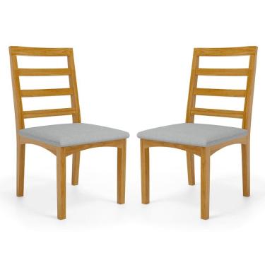 Imagem de Kit Com 2 Cadeira Cecília Encosto E Pés De Madeira Maciça Assento Estofada Para Mesa De Jantar