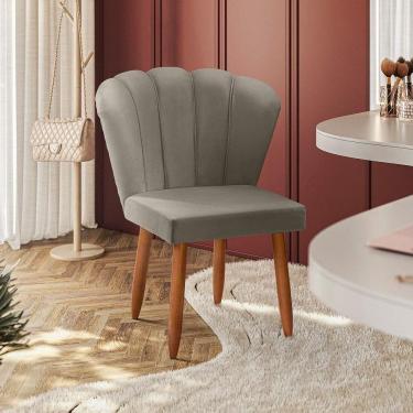 Imagem de Cadeira Poltrona Pétala Yasmin Sala Estar Penteadeira Veludo Marfim