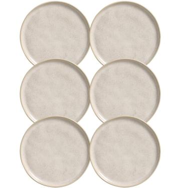 Imagem de Jogo 6 Pratos 21cm Cerâmica Off White Porto Brasil Para Sobremesa Mesa Posta Bio Latte