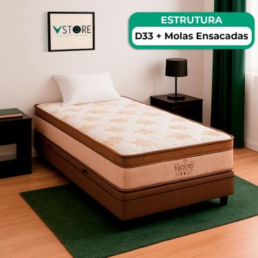 Imagem de Cama Box Baú e Colchão Victory Molas V-Store 78x188x30