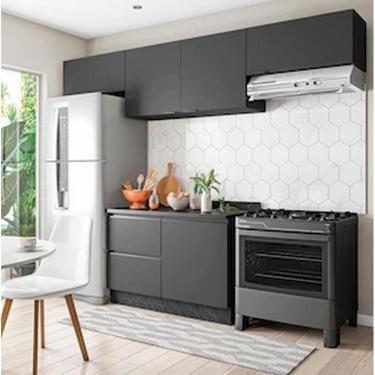 Imagem de Cozinha Completa Linea Com 5 Portas 3 Gavetas E 2 Prateleiras Bartira Grafite