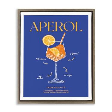 Imagem de Stupell Industries Aperol Cocktail Recipe Brown Framed Floater Canvas Wall Art Design por Lettered and Fored, 17 x 21