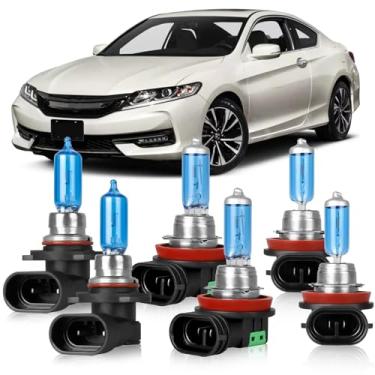 Imagem de OQSNCV Adequado Para Honda Accord (2008-2012 Coupé), (2013-2018) Lâmpadas De Farol Halógenas, Alto 9005 + Baixo H11 Kit Reposição Neblina, Pacote Com 6