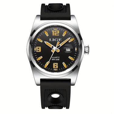 Imagem de Relógio Esportivo De Quartzo Estilo Vintage Masculino Impermeável 50m Display Luminoso Prata Laranja