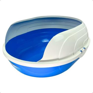Imagem de Caixa de Areia Banheiro para Gatos Reforçada Sanitário Sandbox Tamanho Slim e Grande (Prime Azul)
