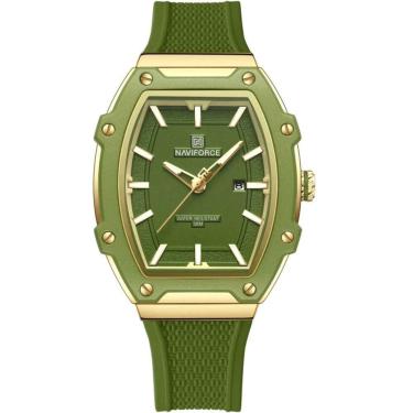Imagem de Relógio Feminino De Quartzo De Silicone Casual Tonneau Pulseira De Silicone Impermeavel Verde