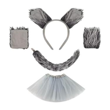 Imagem de UxicRuya Fantasia de girafa-lobo, luvas para cosplay, acessórios para fantasias de animais para performance, com Saia