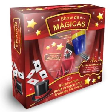 Imagem de Kit Show de Mágicas com Varinha, Baralho, Dados, Bolinhas e Copinhos, Livro de Truques Incluído