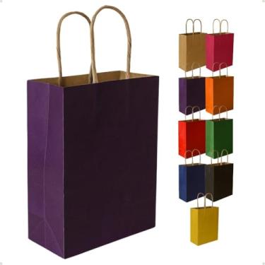 Imagem de Sacola de Presente de Papel Kraft Colorido 21,5x8,5x17,5cm(Roxo,50 unidades)