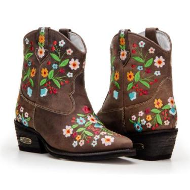 Imagem de Bota Feminina Cano Curto Texana Couro Salto Capelli Boots Café 39, 38