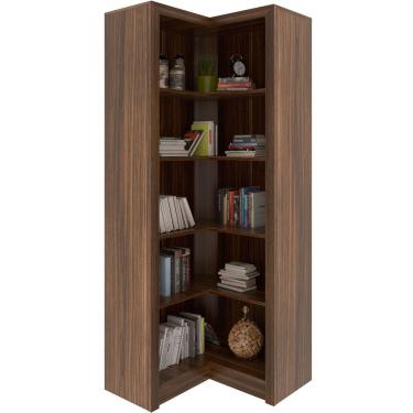 Imagem de Estante Armário De Canto Aberto P/ Escritório 5 Prateleiras Nogal