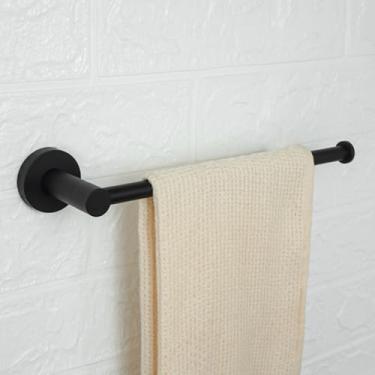 Imagem de Conjunto de acessórios para banheiro preto fosco - Toalheiro, porta-sabonete e suporte para papel higiênico | Kit com 5 peças, porta-toalhas A