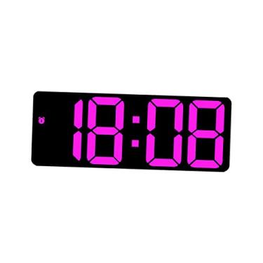 Imagem de Wswqop Relógio de Parede Digital, Despertador LED, Calendário de Mesa, Display de Controle de Voz com Data, Temperatura, Brilho Ajustável para Aprendizagem E, Rosa vermelha, Tamanho real