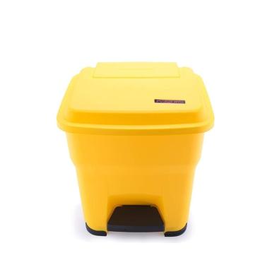 Imagem de Lixeira Lixeira Alta Capacidade Tipo Pedal Lixeira Interna Externa Caixa Reciclagem Propriedade Lixeiras Internas/externas(Yellow,30L)