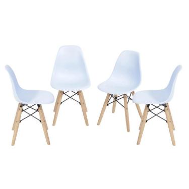 Imagem de Kit 4 Cadeiras Boxbit Dkr Eames Base Em Madeira Azul
