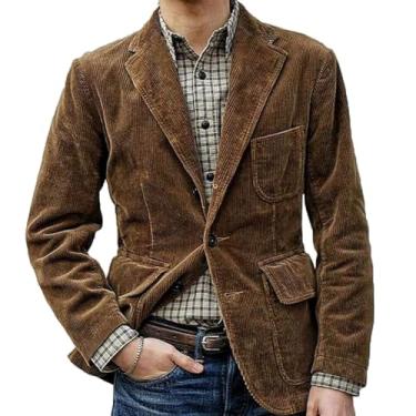 Imagem de Jaqueta De Veludo Cotelê Retrô Masculina Plus Size Jaqueta Casual Solta, Brown, M