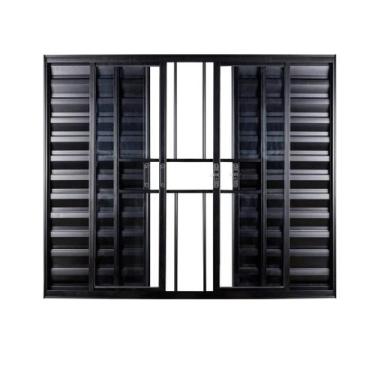 Imagem de Janela Veneziana 6 Folhas Alumínio PRETO COM GRADE - Esquadrias Novo L