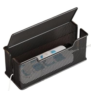 Imagem de Yomjarl Caixa de gerenciamento de cabos, caixa organizadora de cabos de mesa, sem instalação, suporte de cabo de malha de metal para mesa, TV, computador, sistema de hub USB para cobrir e ocultar