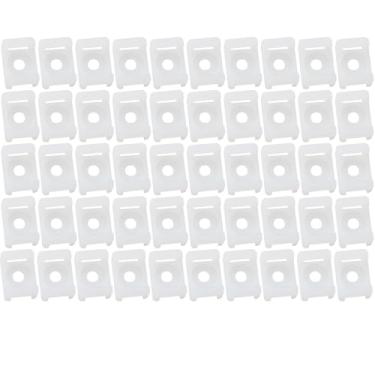 Imagem de ZCZQC 50 peças, base de zíper, tipo sela, âncora, zíper, suporte de cabos, com furos de parafuso de 5 mm, base de amarração de nylon para luzes de Natal, TV USB branca