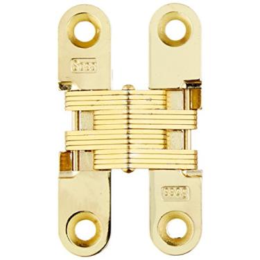 Imagem de SOSS Dobradiça invisível de zinco 204 com furos para aplicações em madeira ou metal, montagem de encaixe, acabamento exterior de latão brilhante (pacote com 2)