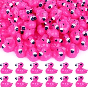Imagem de Babelshar 100 peças mini flamingo de resina, estatuetas minúsculas de animais de resina, mini patos flamingos para jardim ao ar livre, paisagem, topo de bolo, casa de bonecas, aquário, decoração de