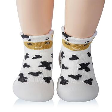 Imagem de SEBELLST Sapatos para bebês meninas, sola de borracha, antiderrapante, para uso interno, para bebês e meninas, sola macia, antiderrapante, respirável, leve, malha de algodão, Branco, 9-12 Meses