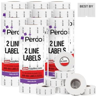 Imagem de Perco Etiquetas de 2 linhas "Best by" – 10 mangas, 60.000 Best by Labels for Perco 2 Line Date Guns