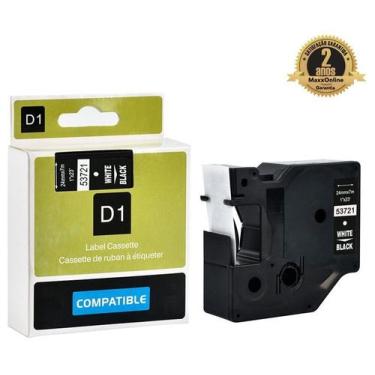 Imagem de Fita Compatível Dymo D1 53721 Preta Letra Branca 24mm - Genérica Dymo