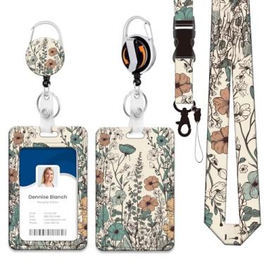 Imagem de CosyCheer Porta-crachá de identificação resistente com cordão, clipe retrátil para carretel de crachá, cordões para porta-cartões de identificação verticais rígidos para escritório, escola,