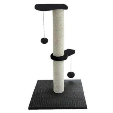 Imagem de Genérico, Arranhador P/Gatos Preto Poste C/Brinquedo Duplo Exclusivo