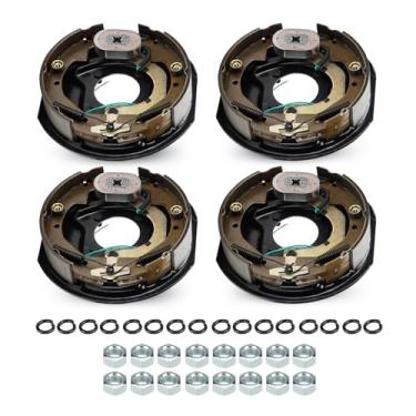 Imagem de SEHNSUCHT Travões elétricos de reboque, 2 pares de 4 furos para montagem de freio elétrico de montagem de 25,4 cm x 6,5 cm para eixo de 1,6 kg (conjunto 4: 2 esquerda + 2 direita)