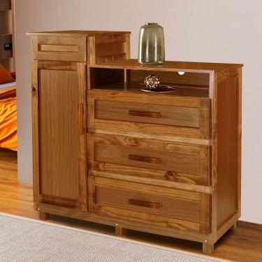 Imagem de Cômoda Cuiabá Madeira Maciça 1 Portas 3 Gavetas com Espelho Ypê - Pnr Móveis