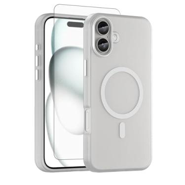 Imagem de Asuwish Capa de celular para iPhone 16 Plus de 6,7 polegadas, compatível com Magsafe Magnetic, protetor de tela de vidro temperado, traseira fosca translúcida à prova de choque i Phone16 16+ i16 +