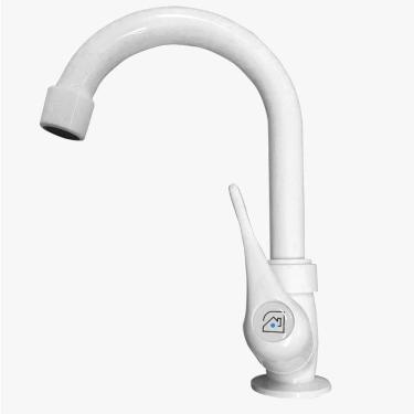 Imagem de Torneira Bancada Multiuso Branca Bica Móvel 1/4 Volta Branco