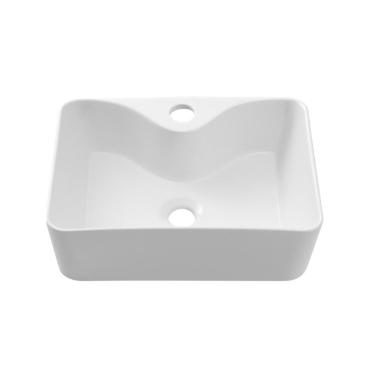 Imagem de Cuba de Apoio Slim Retangular Sem Válvula para Banheiro Louça Cerâmica 40x30cm Cornalina Pingoo.casa - Branco