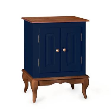 Imagem de Gabinete para Banheiro 2 Portas com Pés Luiz XV Dália 3057 - Azul Petróleo/Imbuia Glazer