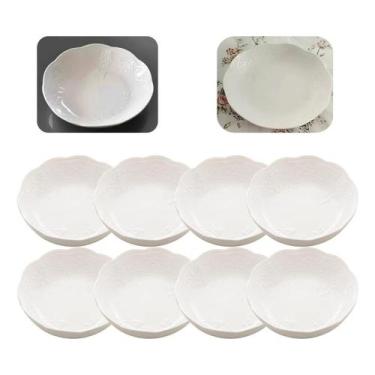 Imagem de Jogo 8 Pratos De Porcelana Fundo New Bone Florido Branco Luxo 21cm Lyo