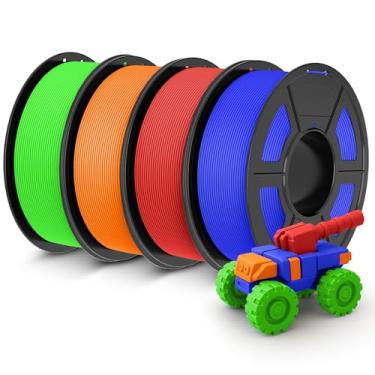 Imagem de JAYO Pacote de filamento PETG fosco rápido de 1,75 mm 4,4 kg, filamento de impressora 3D fosco PETG 4,4 kg, 1,1 kg por carretel, pacote com 4, vermelho + azul + laranja + verde