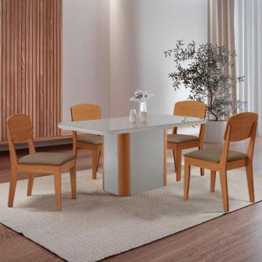Imagem de Mesa de Jantar Isadora 120cm Tampo MDF Vidro com 4 Cadeiras Copper - M