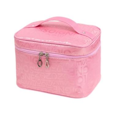 Imagem de Bolsa de Maquiagem Organizadora de Maquiagem e Cosméticos Estojo Grande(ROSA CLARO-BS028)