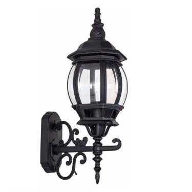 Imagem de Arandela Colonial Preto 8 Faces Externo Alumínio Vidro Ponente