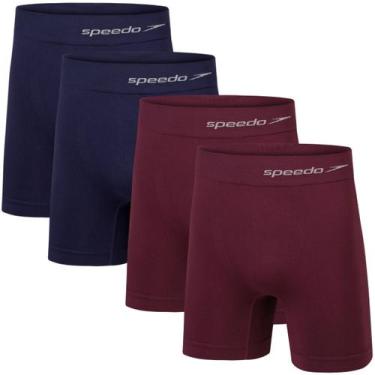 Imagem de Kit 4 Cuecas Boxer Speedo Masculina Sem Costura Cos Alto E Poliamida C