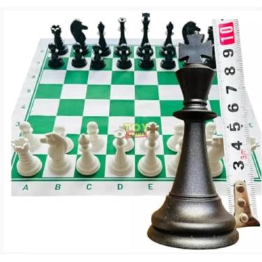 Imagem de Jogo Xadrez Oficial De Tabuleiro Napa 46x46cm Padrão Escolar Rei 10cm Peças de Xadrez Grande